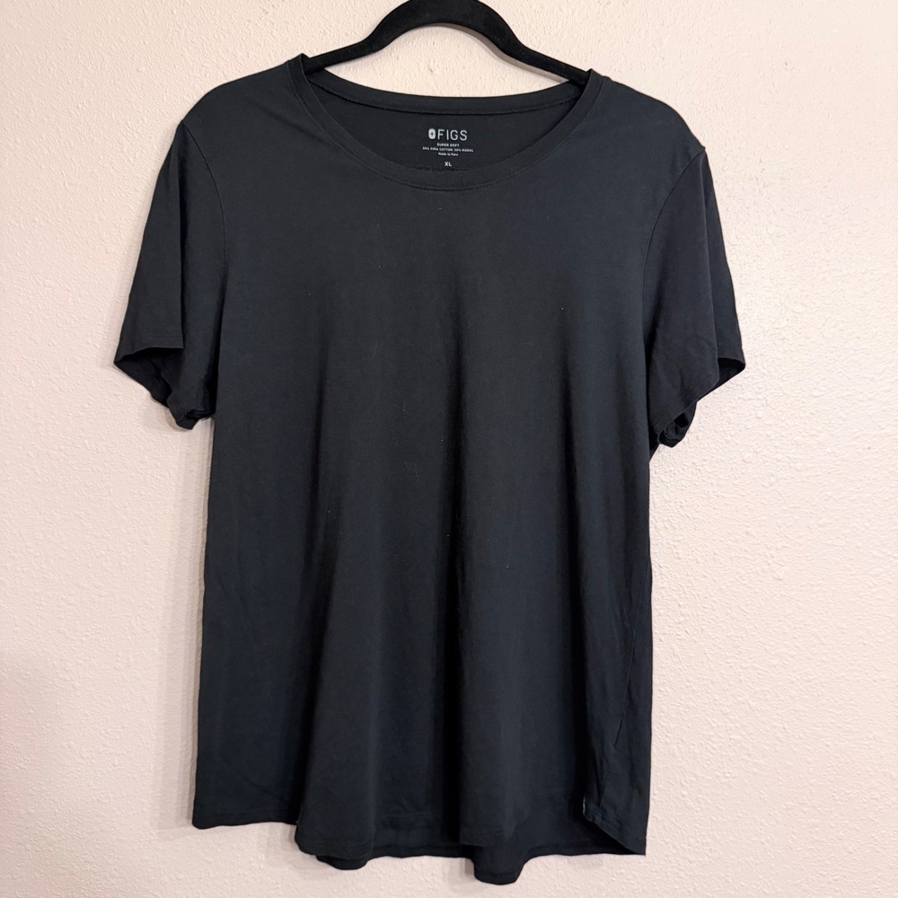 Figs Super Soft Black Pima Cotton Modal T-Shirt XL W18KW1001 Short Sleeve Tee